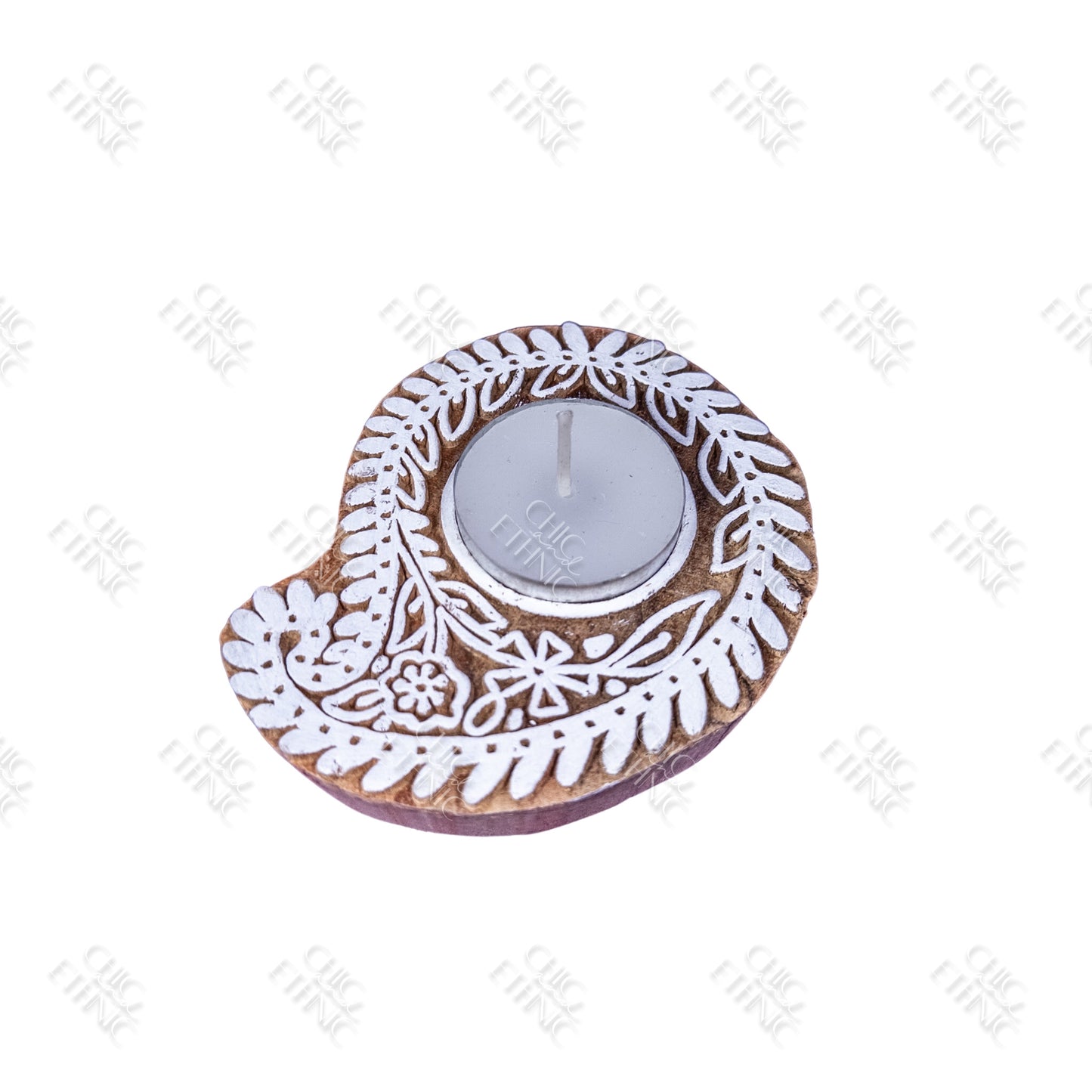 Paisley wooden tealight holder