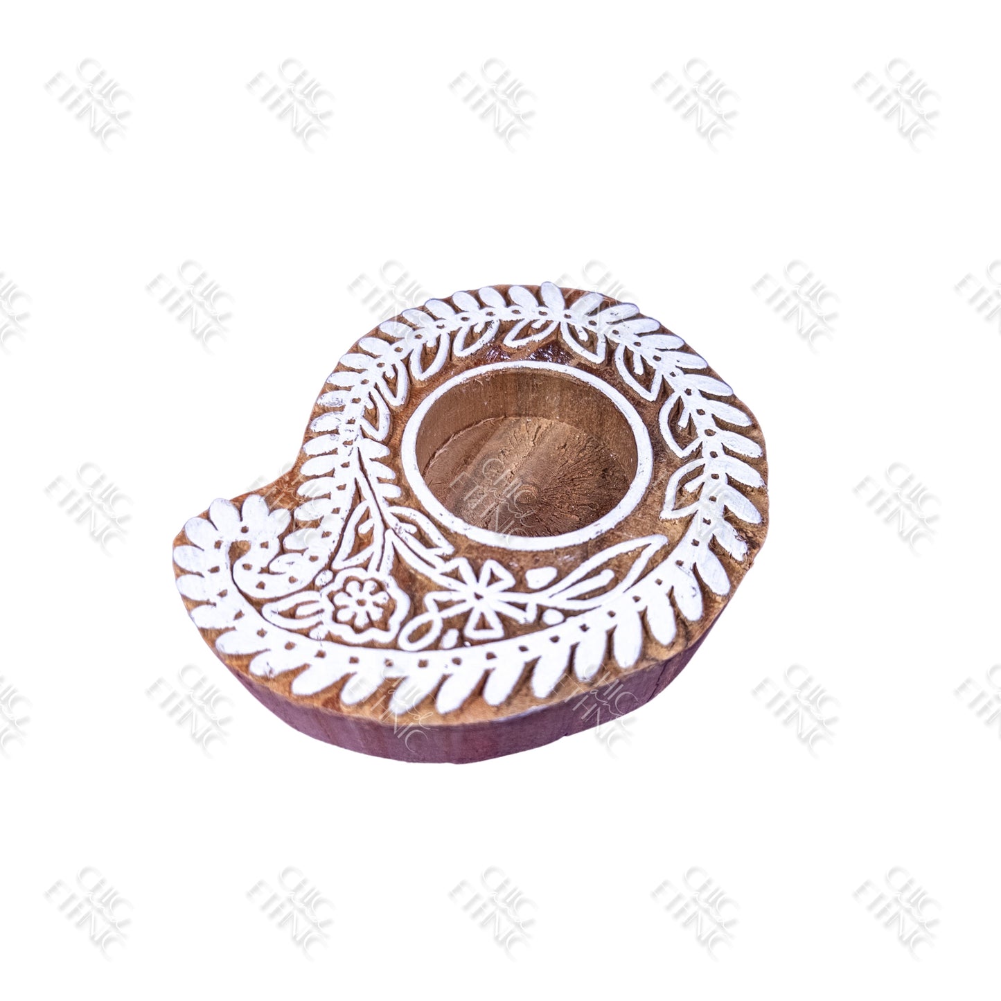 Paisley wooden tealight holder