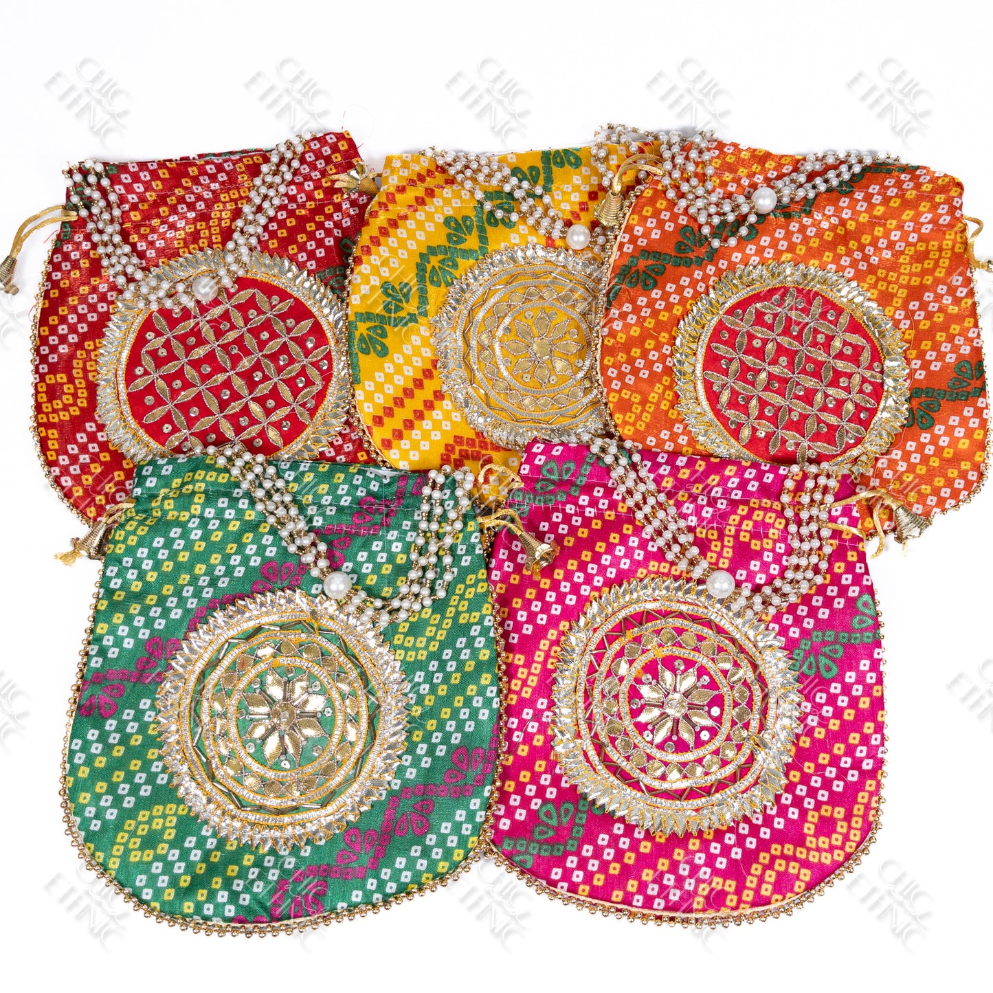 Bandhani pattern potli bag