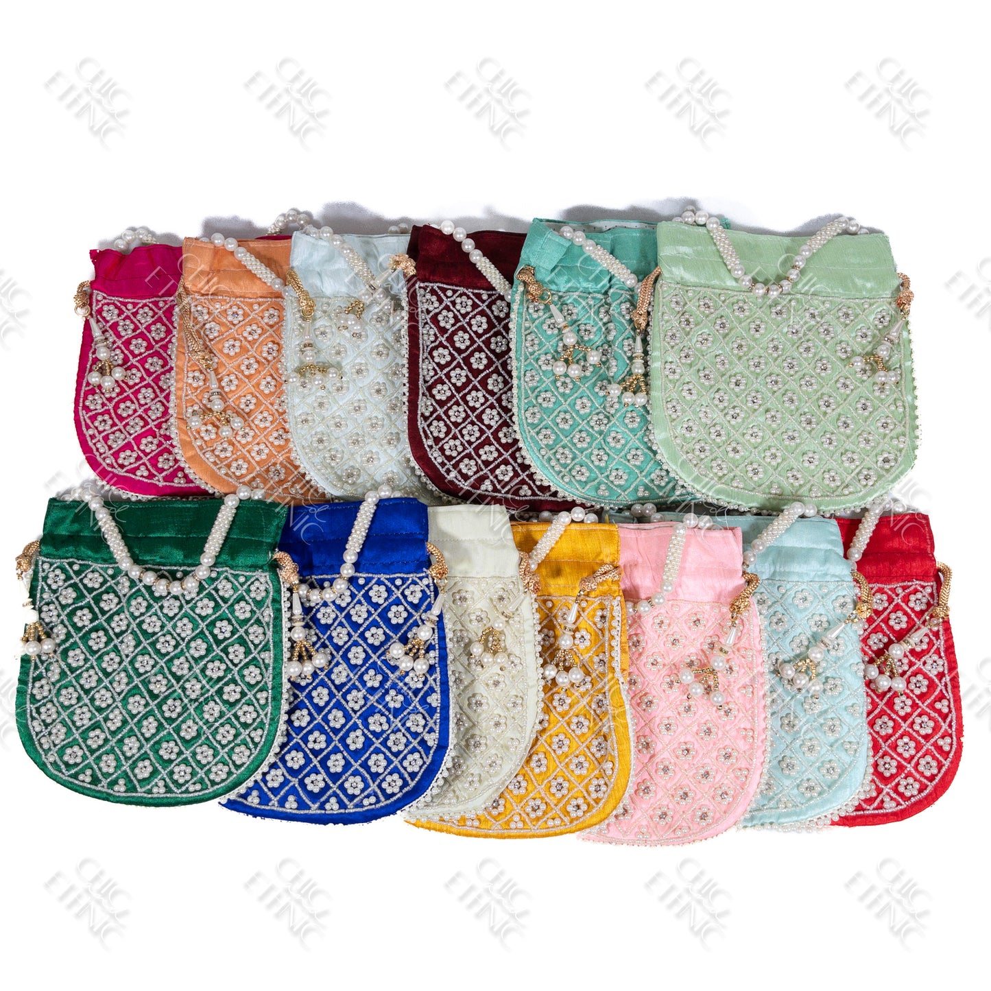 Pearl flower pattern potli bag