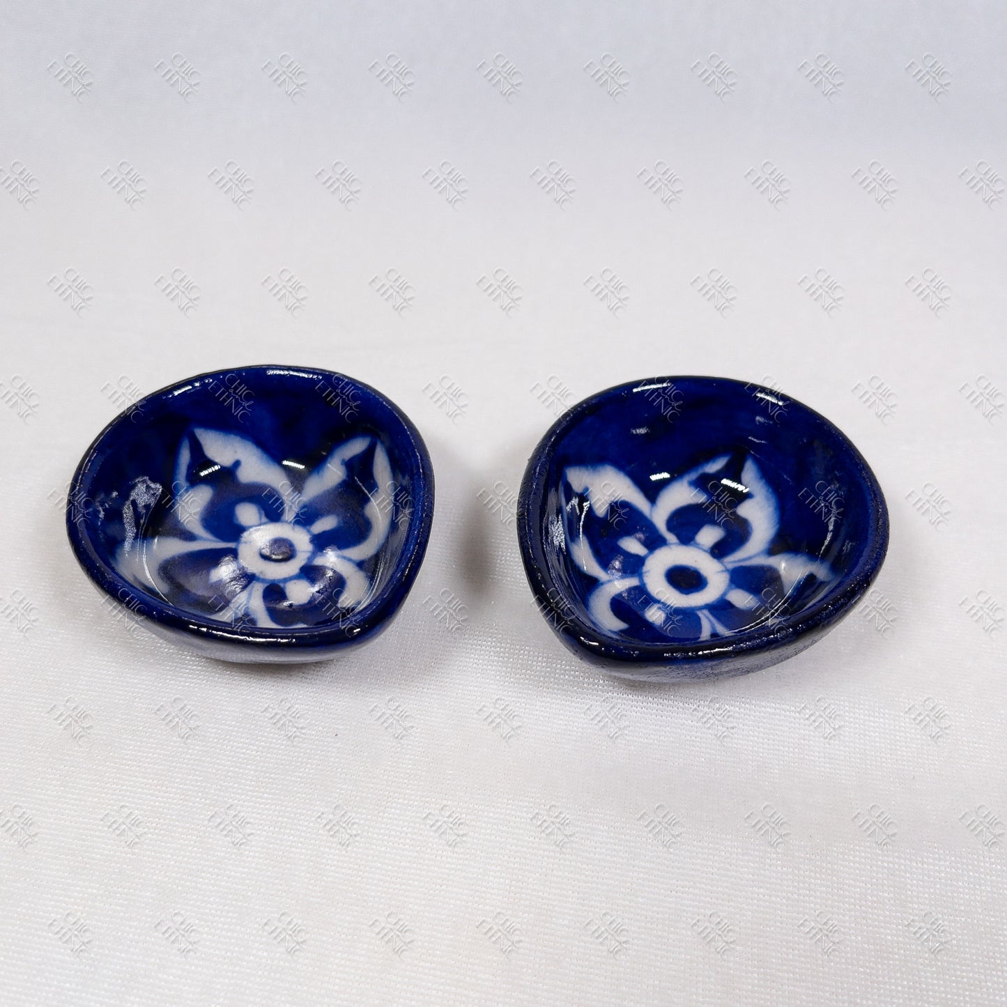 Blue pottery diya