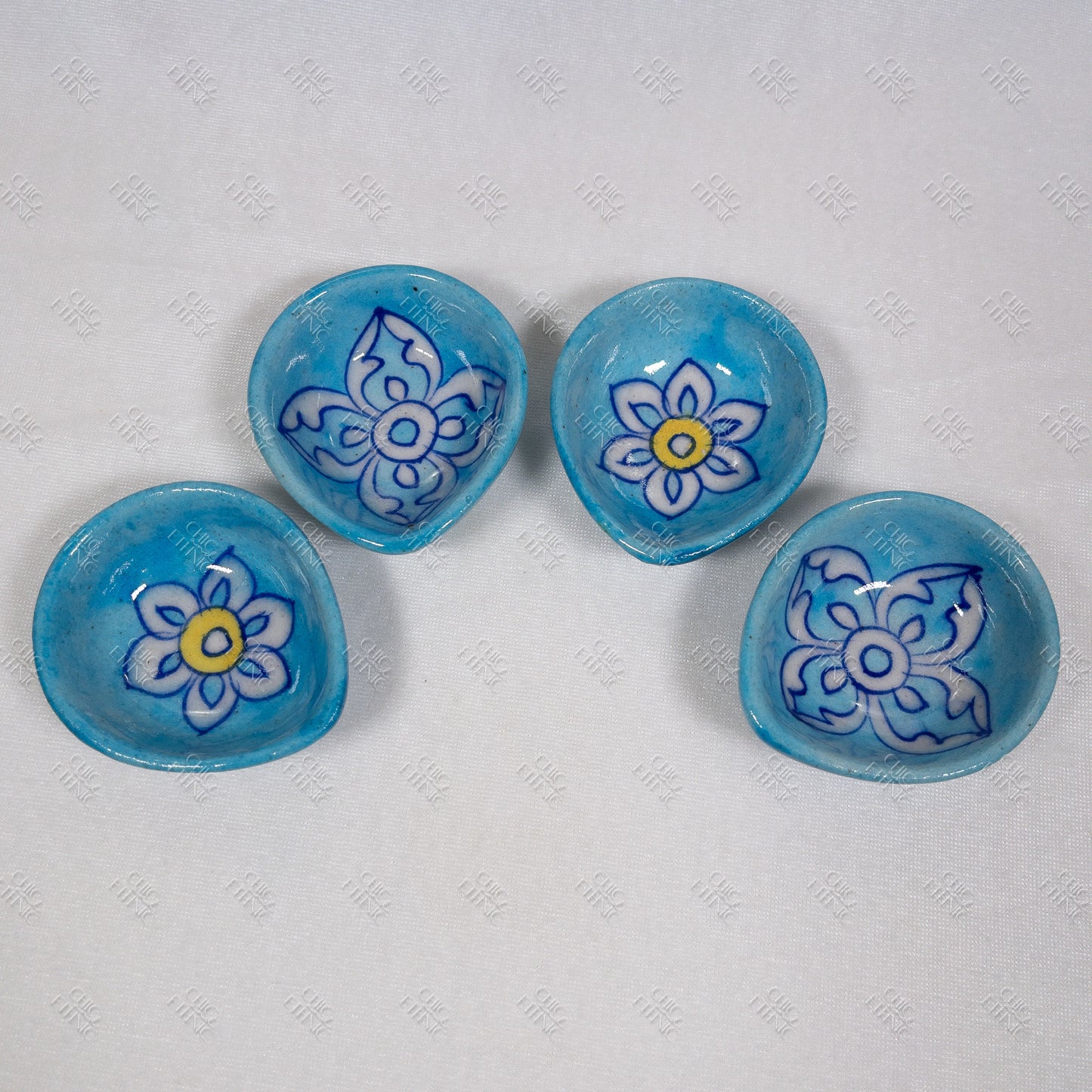 Blue pottery diya