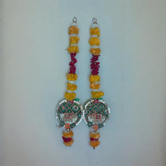 Patola and elephant side hanging pair