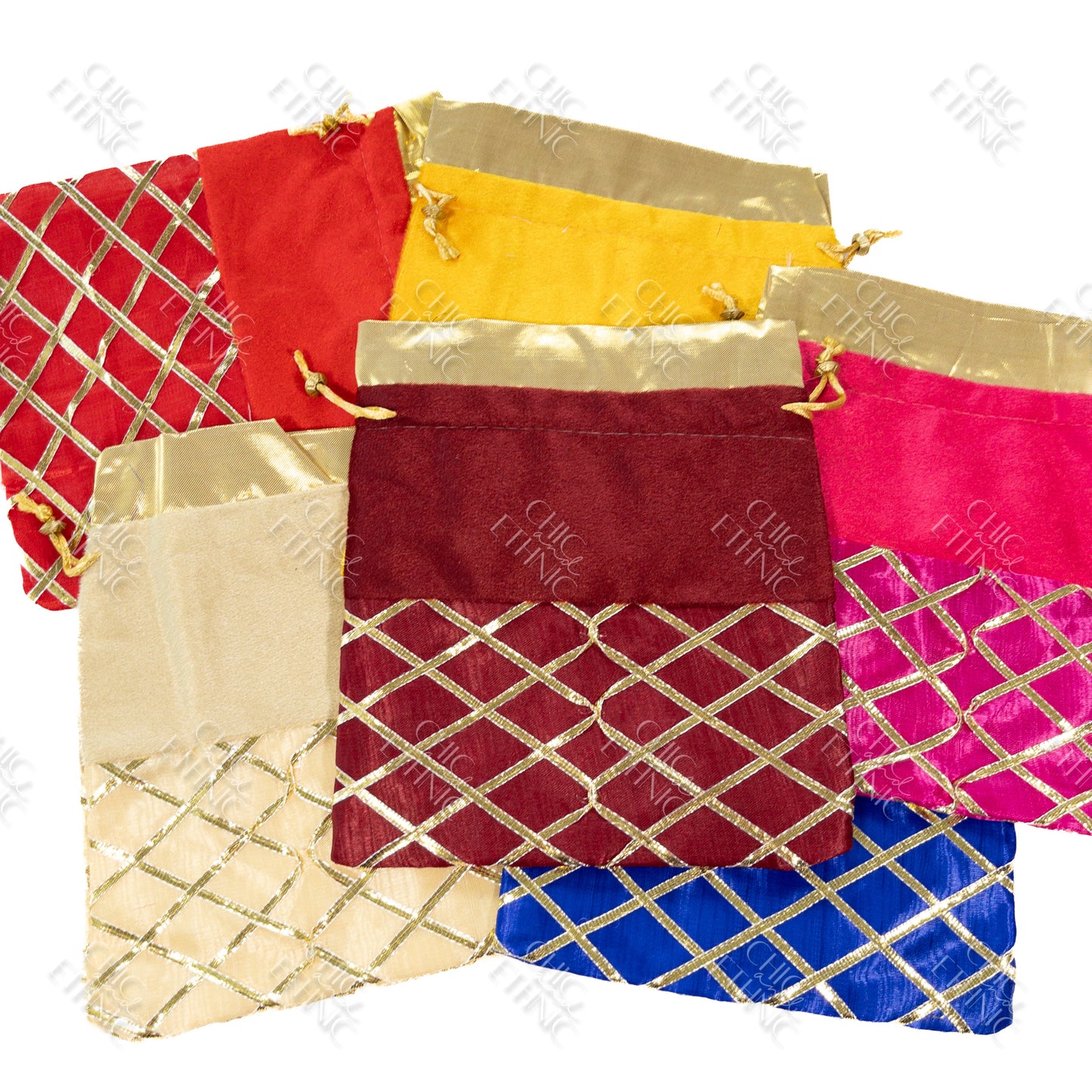 Multicolor lace potli bags