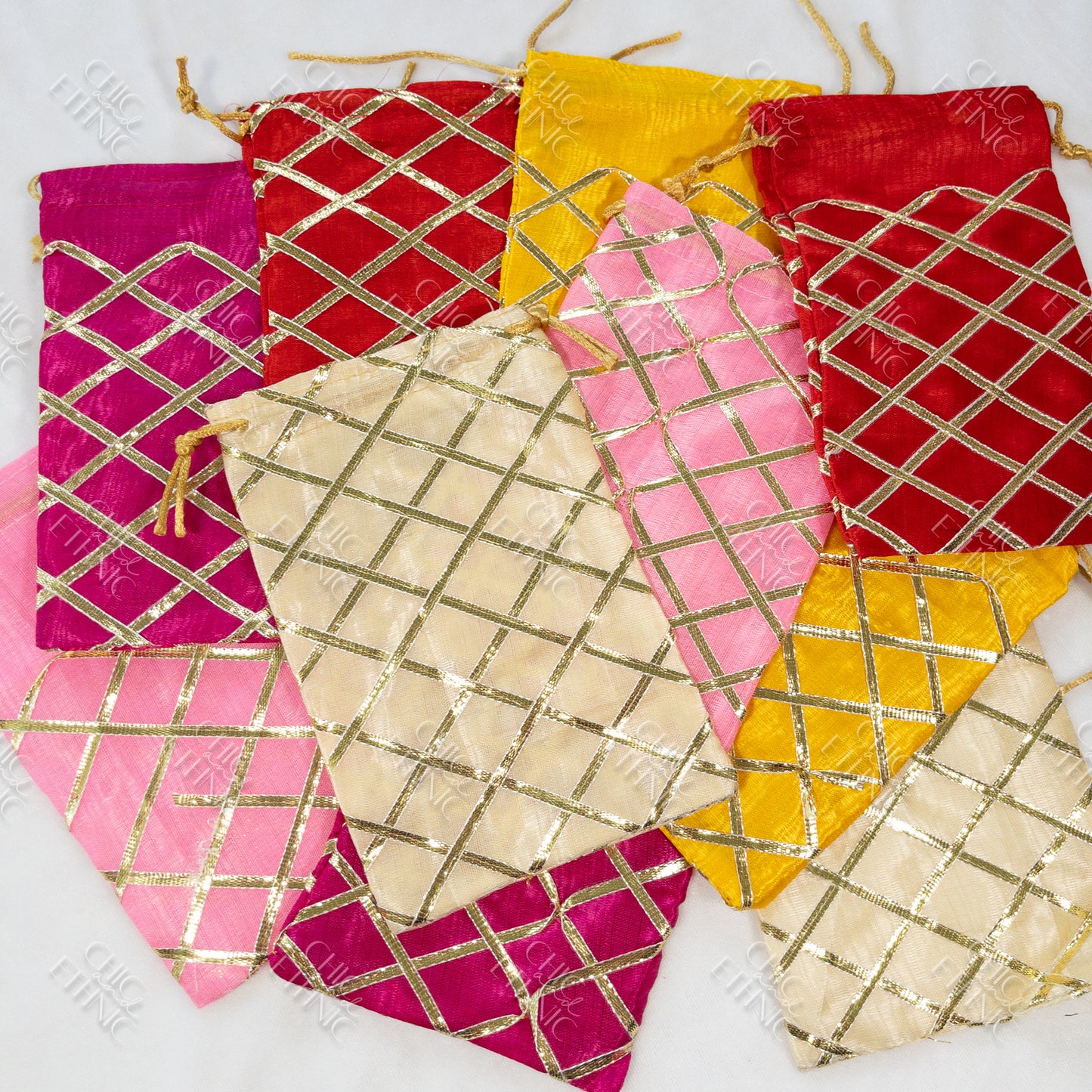 Multicolor lace potli bags