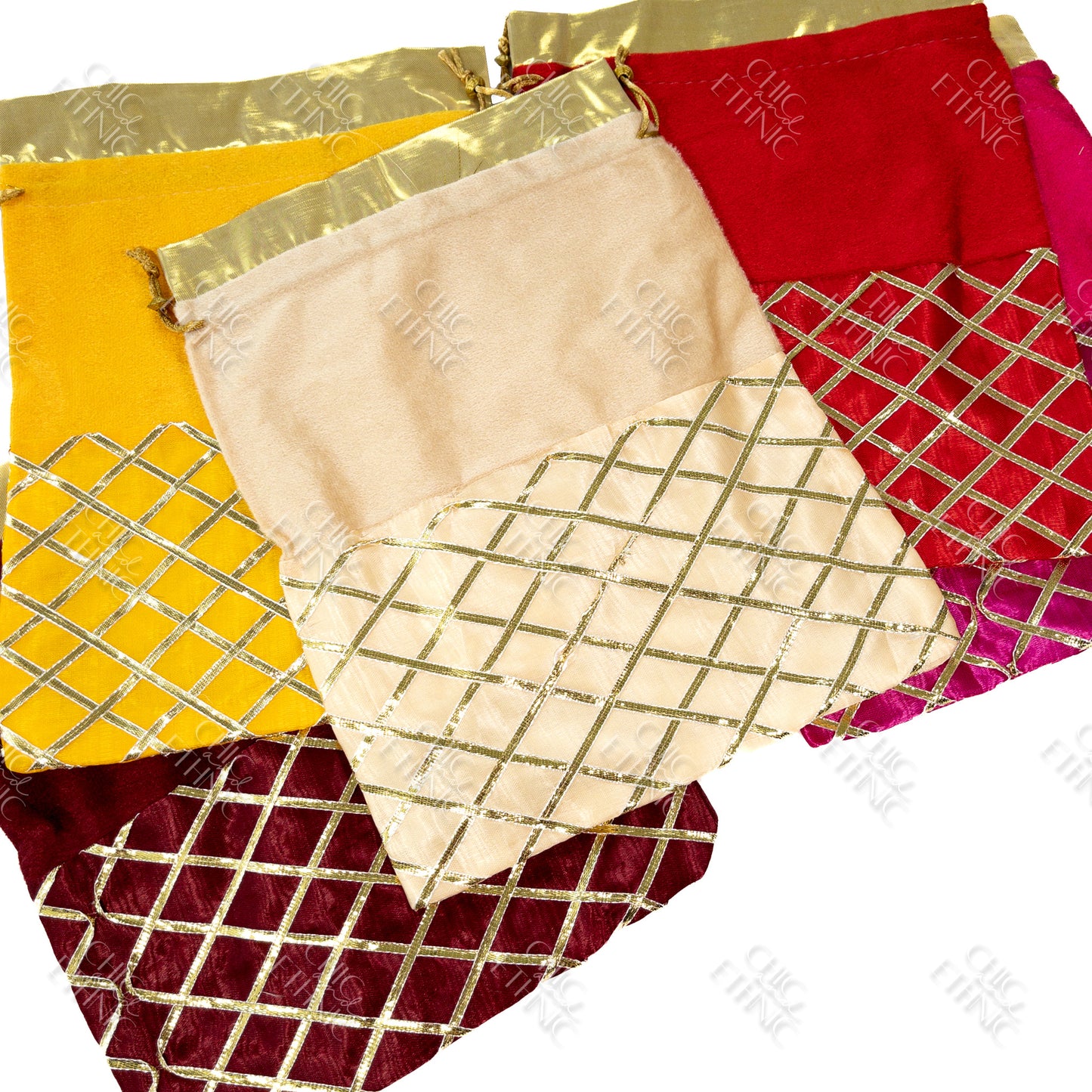 Multicolor lace potli bags