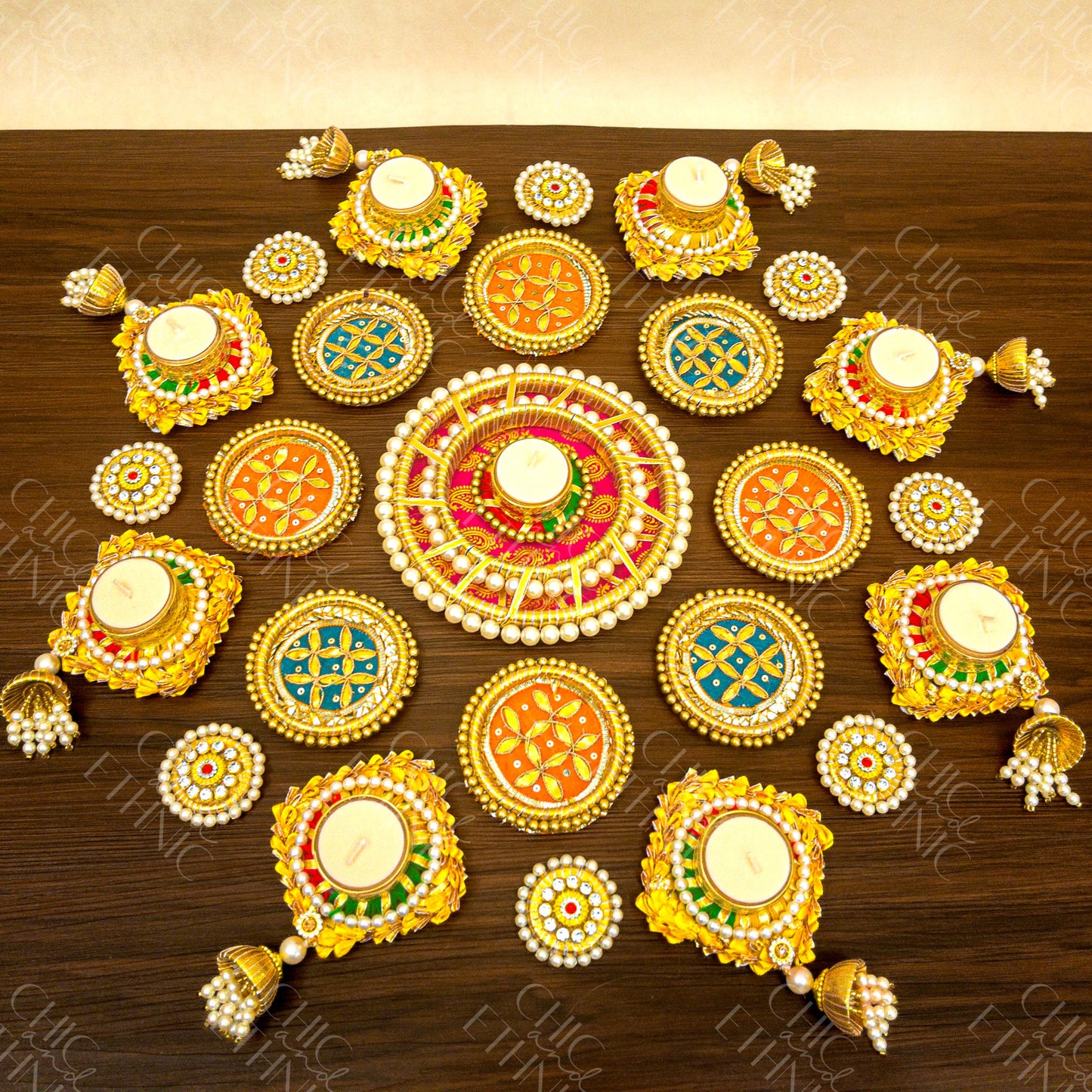 Twenty-five Piece & Tealight Holder Rangoli