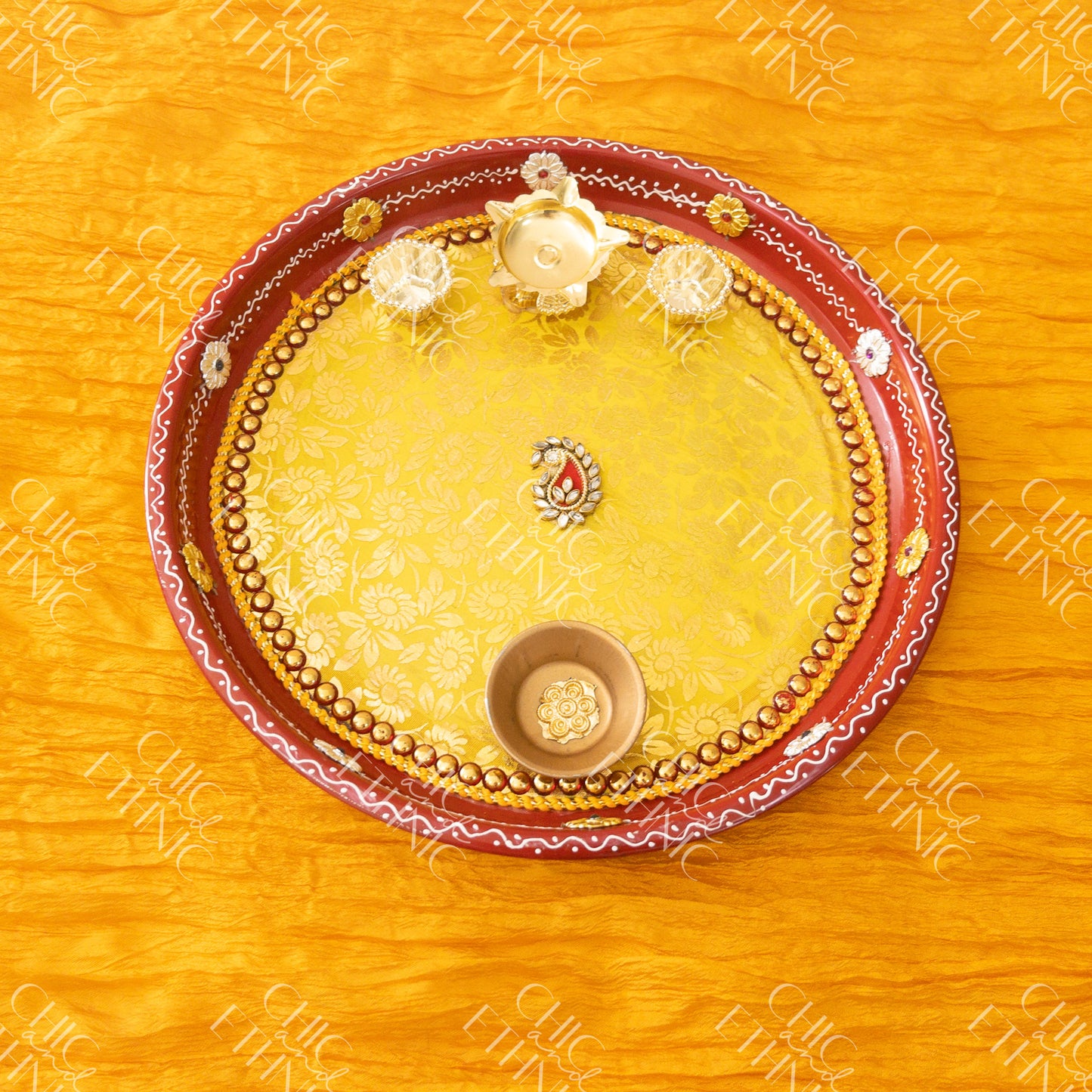 Painted Pooja Thali - Ten And Half Inch