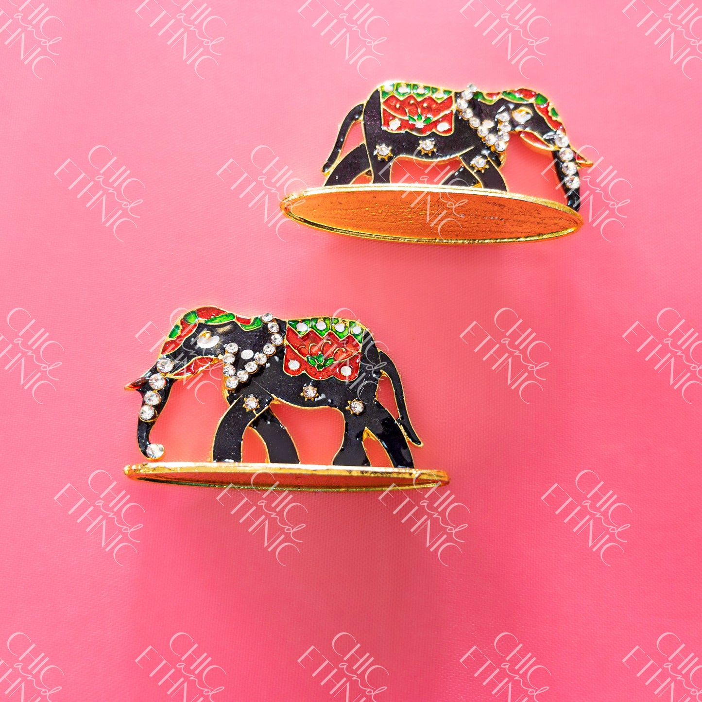 Colorful Metal Elephant Pair