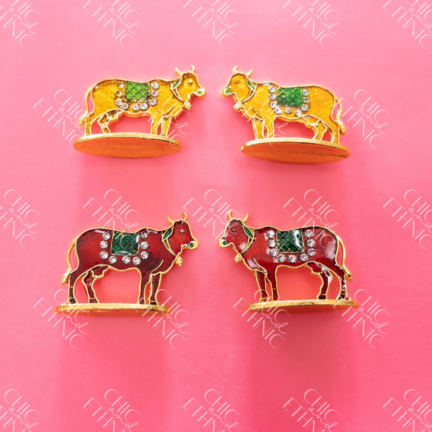 Colorful Metal Cow Pair