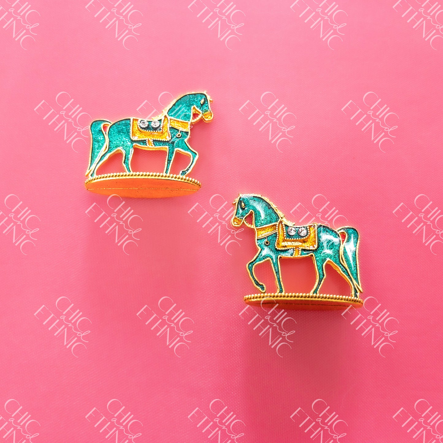 Colorful Metal Horse Pair