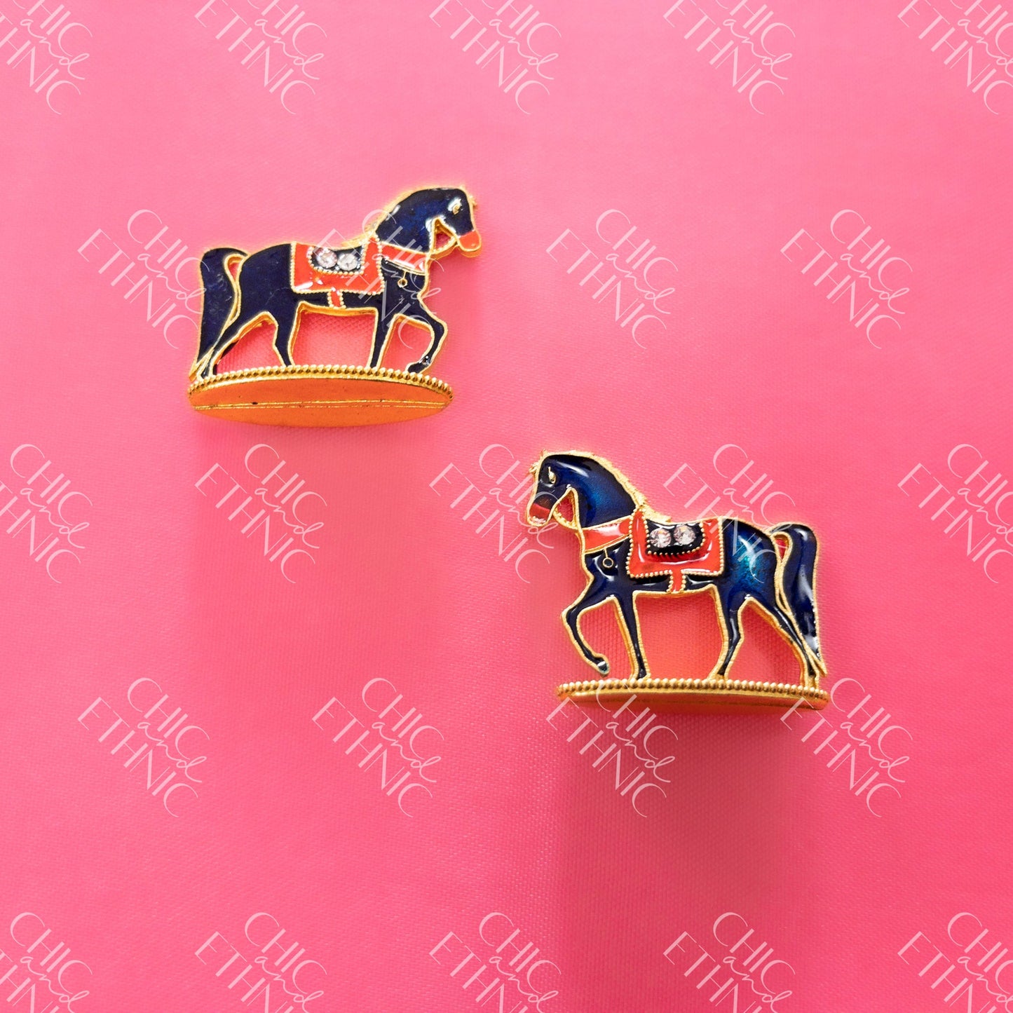 Colorful Metal Horse Pair