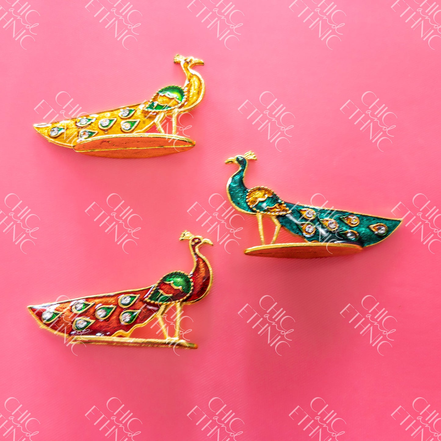 Colorful Metal Peacock Pair