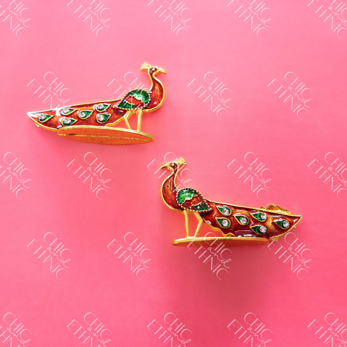 Colorful Metal Peacock Pair