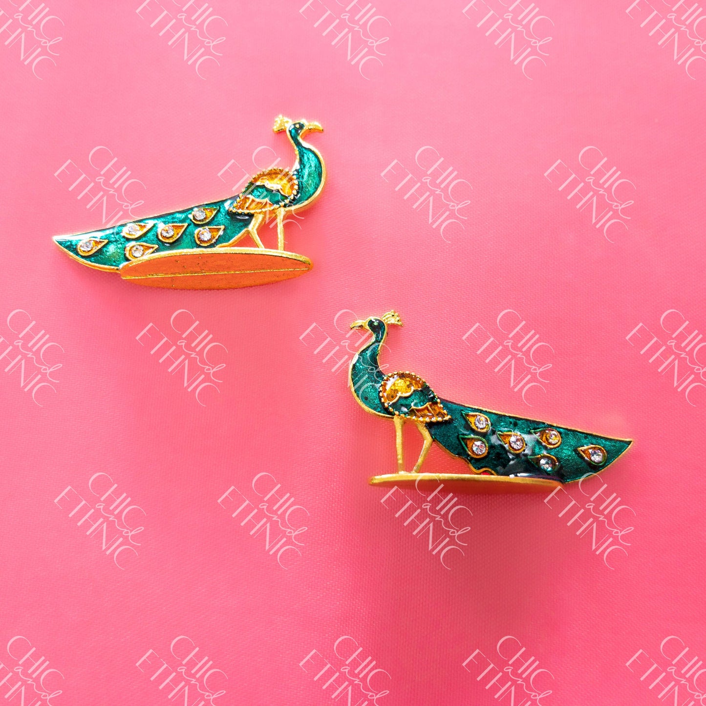 Colorful Metal Peacock Pair